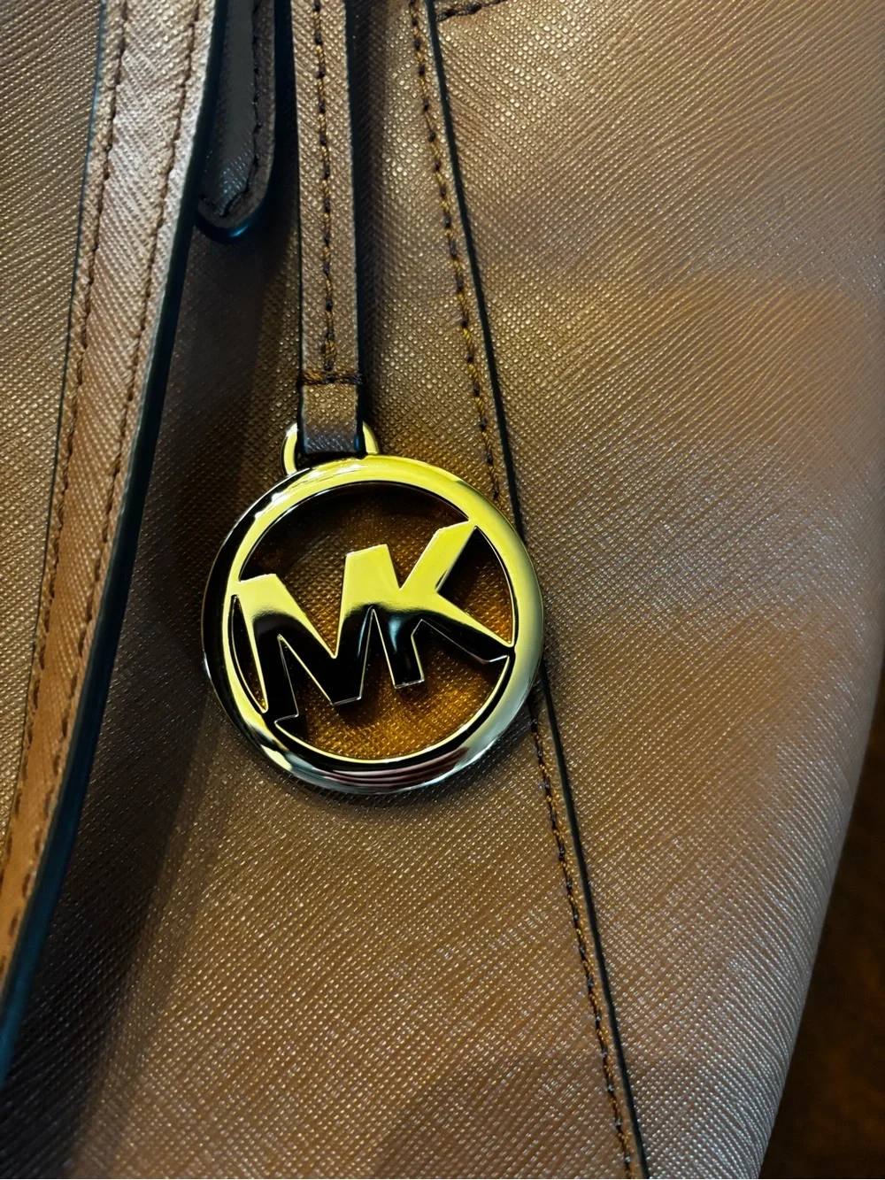 Michael Kors Taupe Saffiano Leather Tote with Gold Hardware